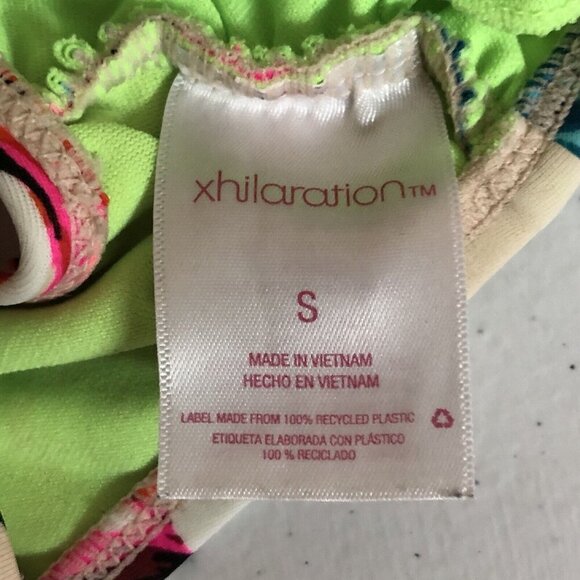 Xhilaration Womens Tropical Bikini Top with Keyhole Front Lace Up Back Sz Small - Picture 9 of 12